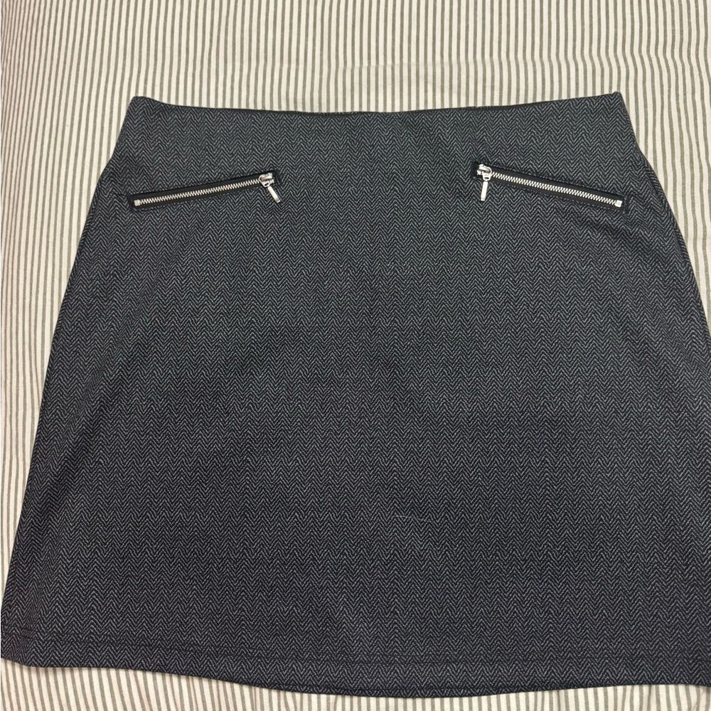 Maurices Charcoal Mini Skirt with Silver Zip Accents